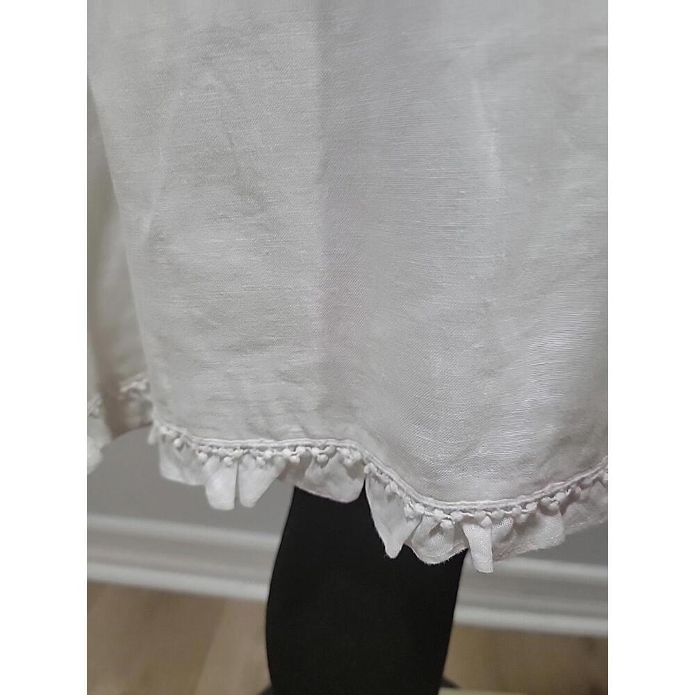 Massimo Dutti Linen Size 9-10 White Ruffles Lined Girls Dress #W2 - Picture 2 of 11